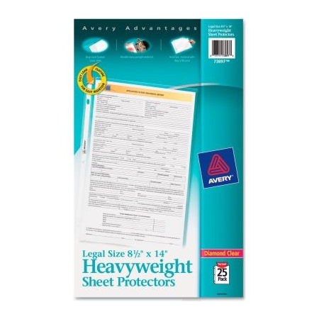 Avery Dennison Avery Top-Load Polypropylene Sheet Protector, Heavy, Legal, Diamond Clear, 25/Pack 73897